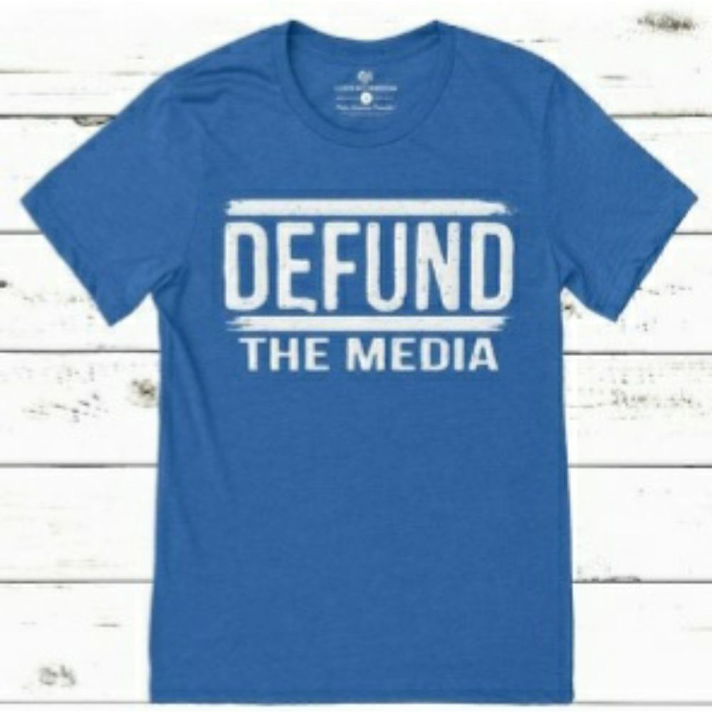 NWT "DEFUND THE MEDIA" Blue Short Sleeved T-Shirt Sz 2X